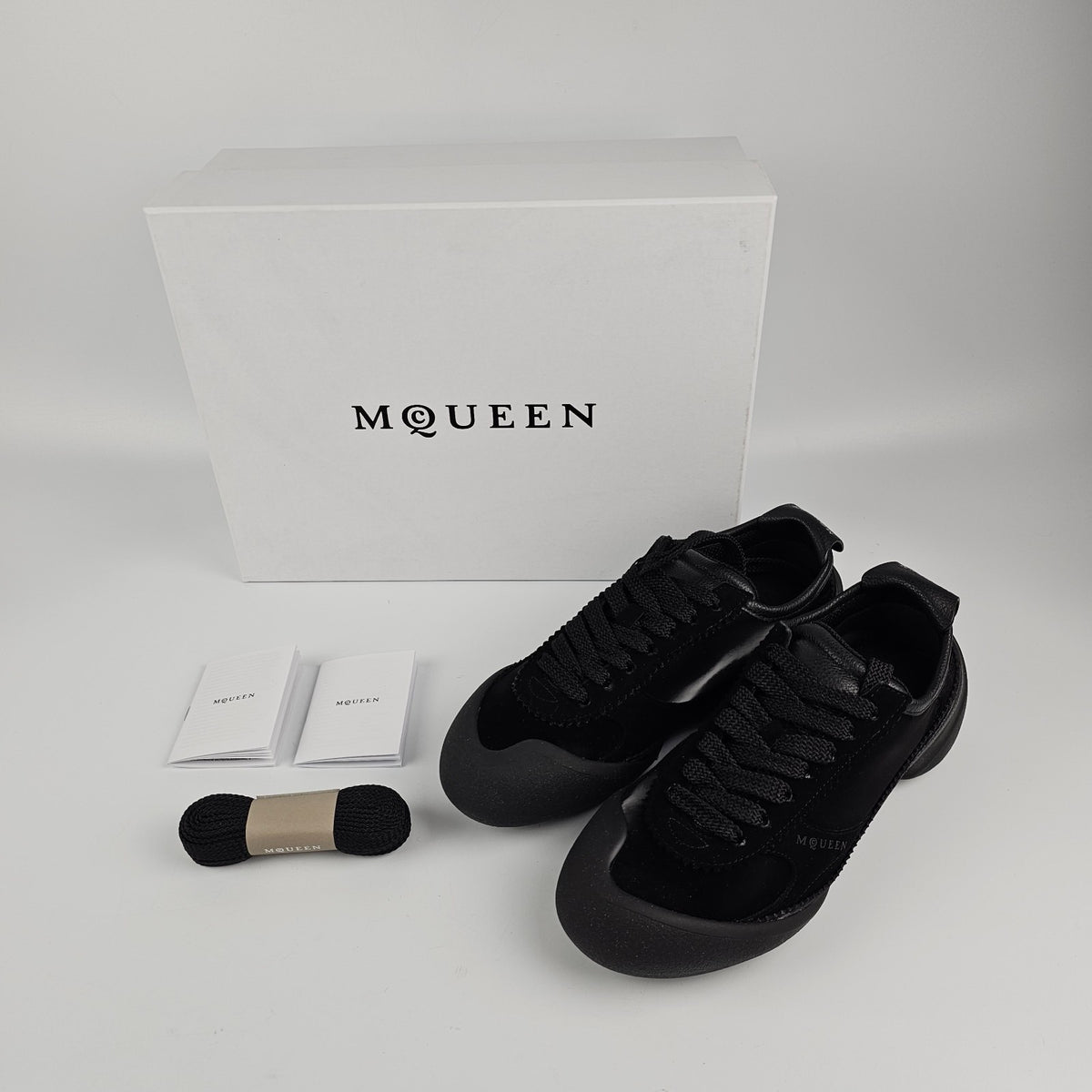 ALEXANDER MCQUEEN Flexion Women's Black Suede Sneakers New & Authentic