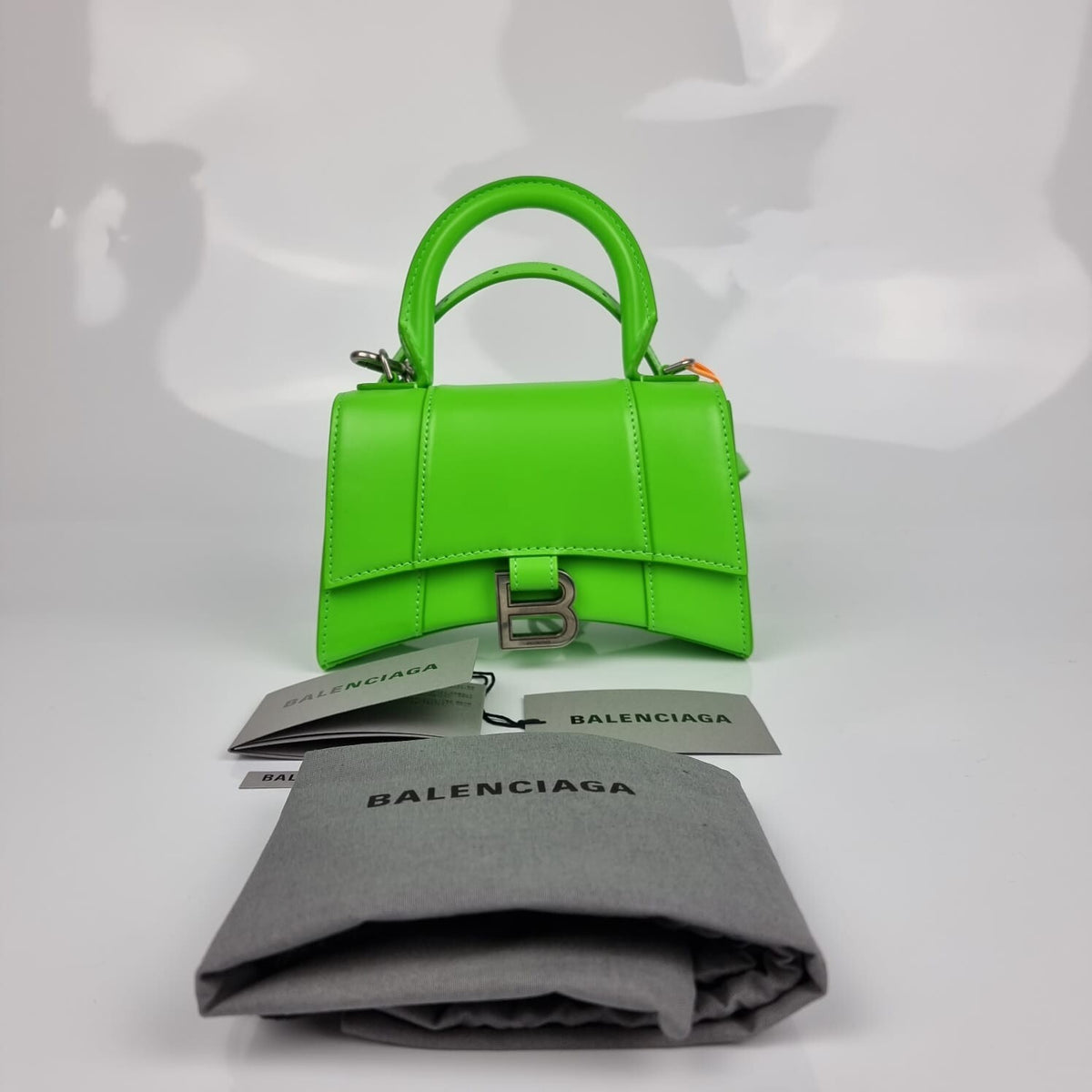 BALENCIAGA XS Hourglass Green Leather Bag New