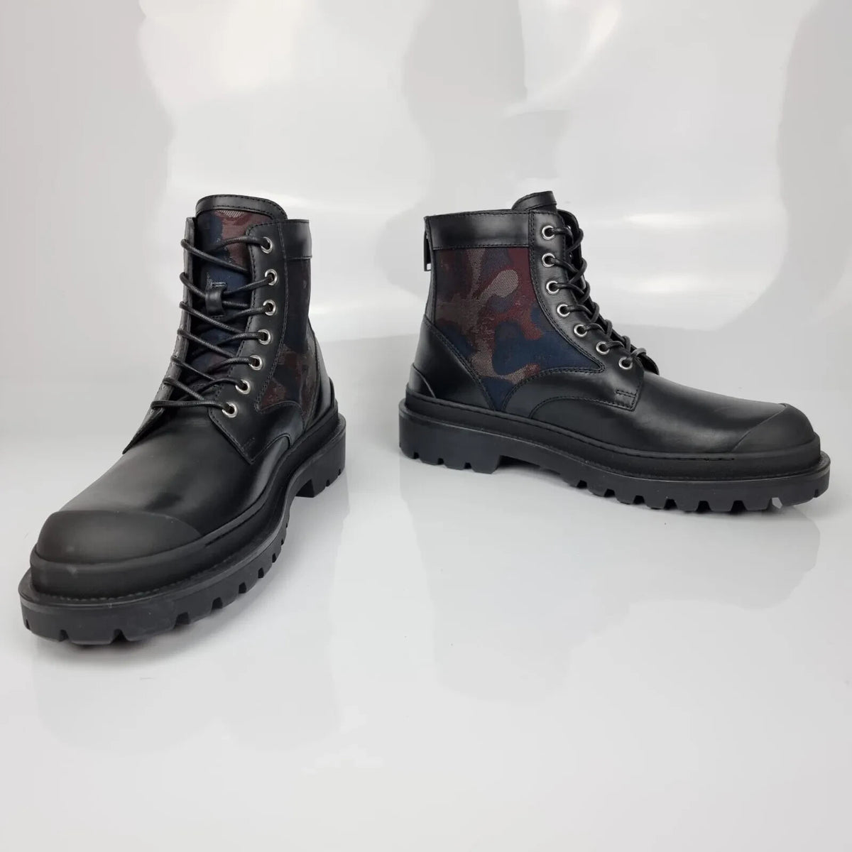 Dior Homme Explorer Camouflage Black Leather Boots New Size EU 40 US 7