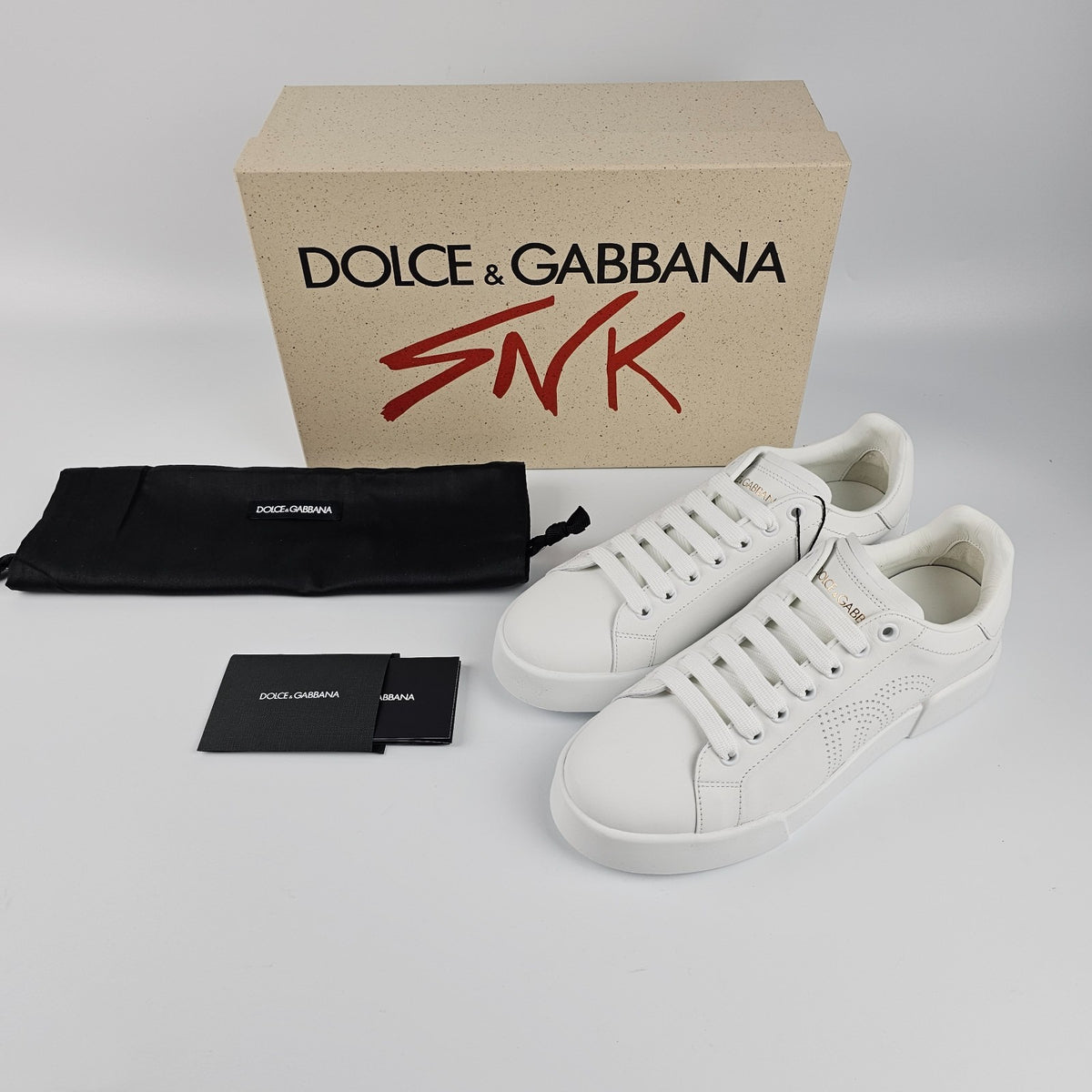 Dolce&Gabbana Portofino $745 Women's White Leather Sneakers New And Authentic