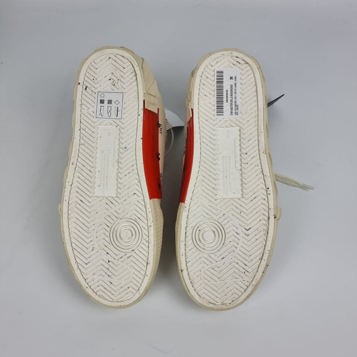 OFF-WHITE Women's Vulcanized Camel Leather Sneakers New Size 38 US 8
