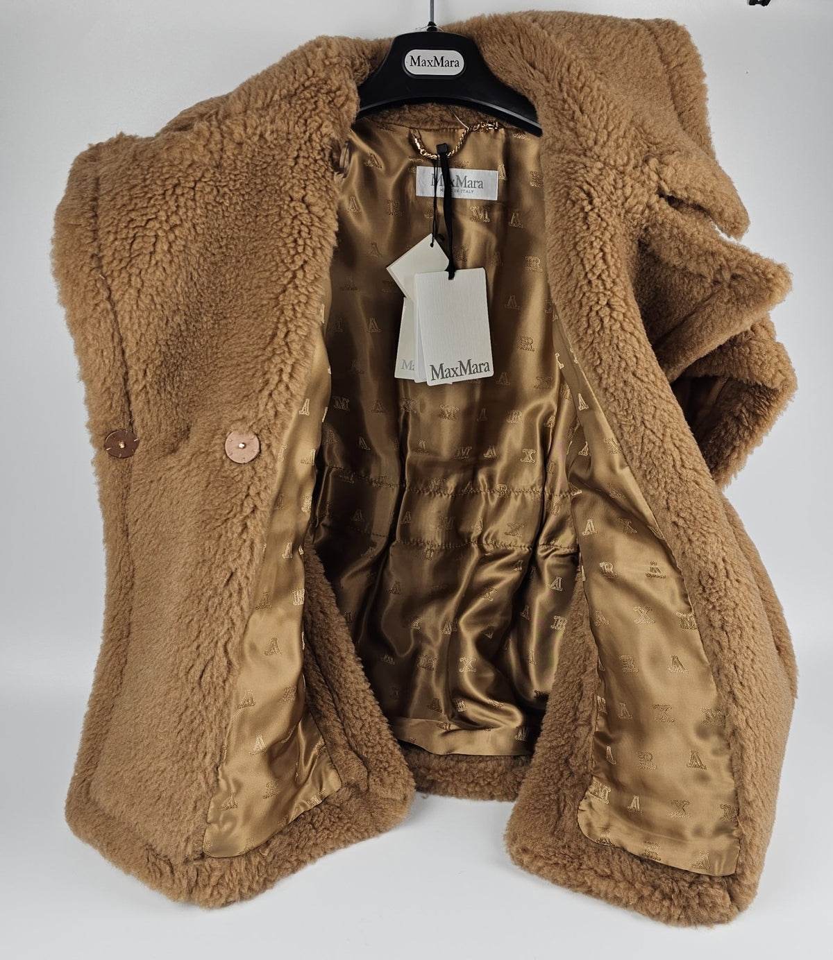 MAX MARA Newabavo Teddy Brown Fuzzy Wool Cape Coat New & Authentic