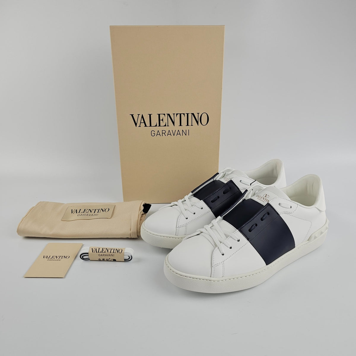VALENTINO GARAVANI Open White/Marine Sneakers New & Authentic