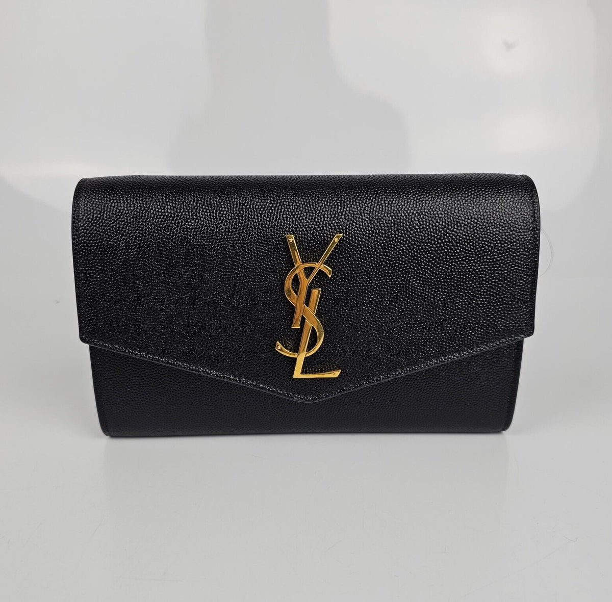 SAINT LAURENT Uptown $1550 Black Leather Chain Wallet Bag New