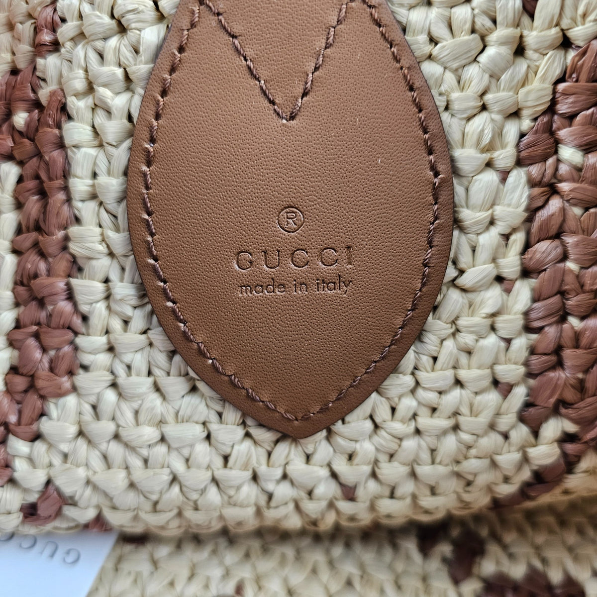 GUCCI $3650 Natural/Brown GG Raffia Medium Tote Bag New & Authentic