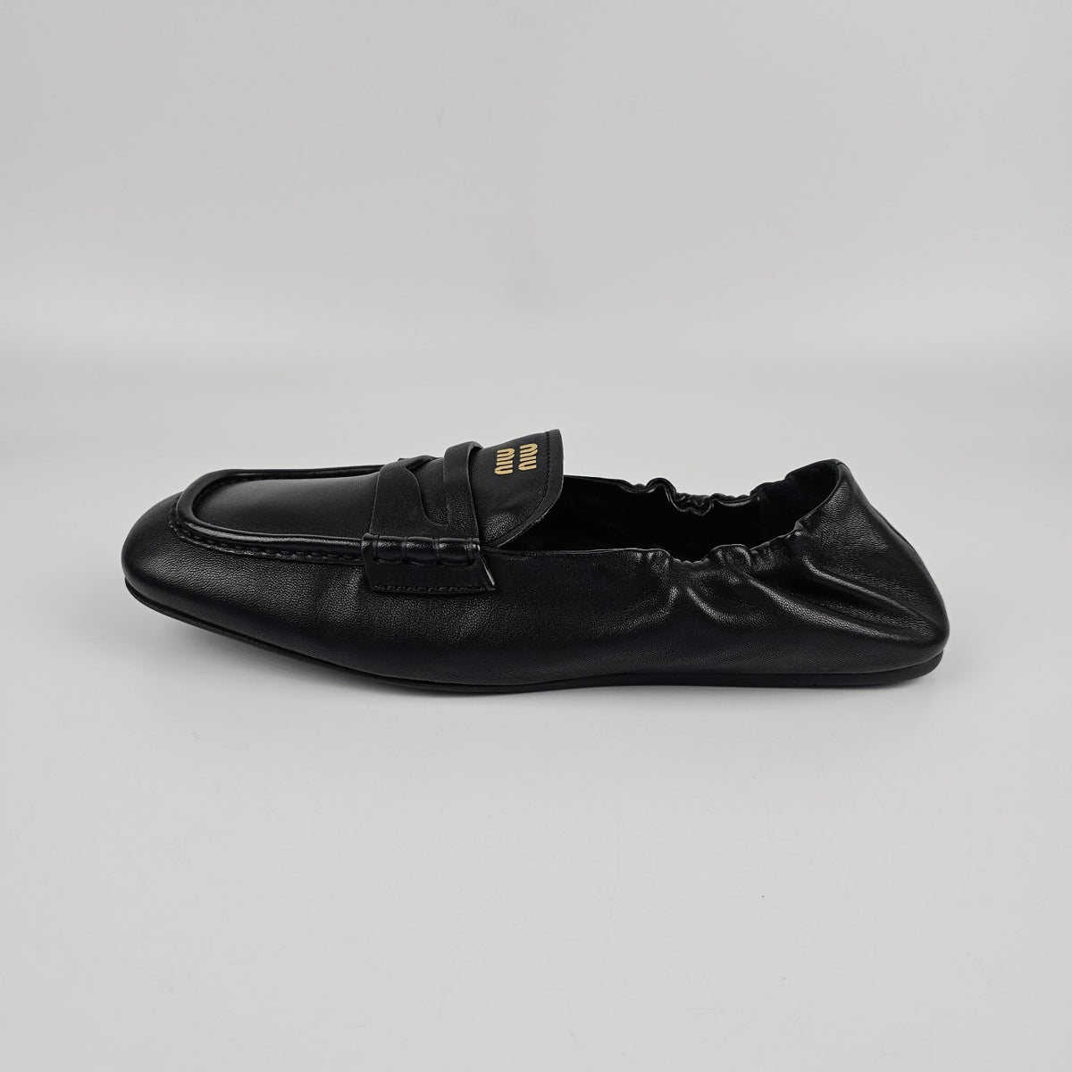 MIU MIU Ruches Black Leather Loafers New & Authentic