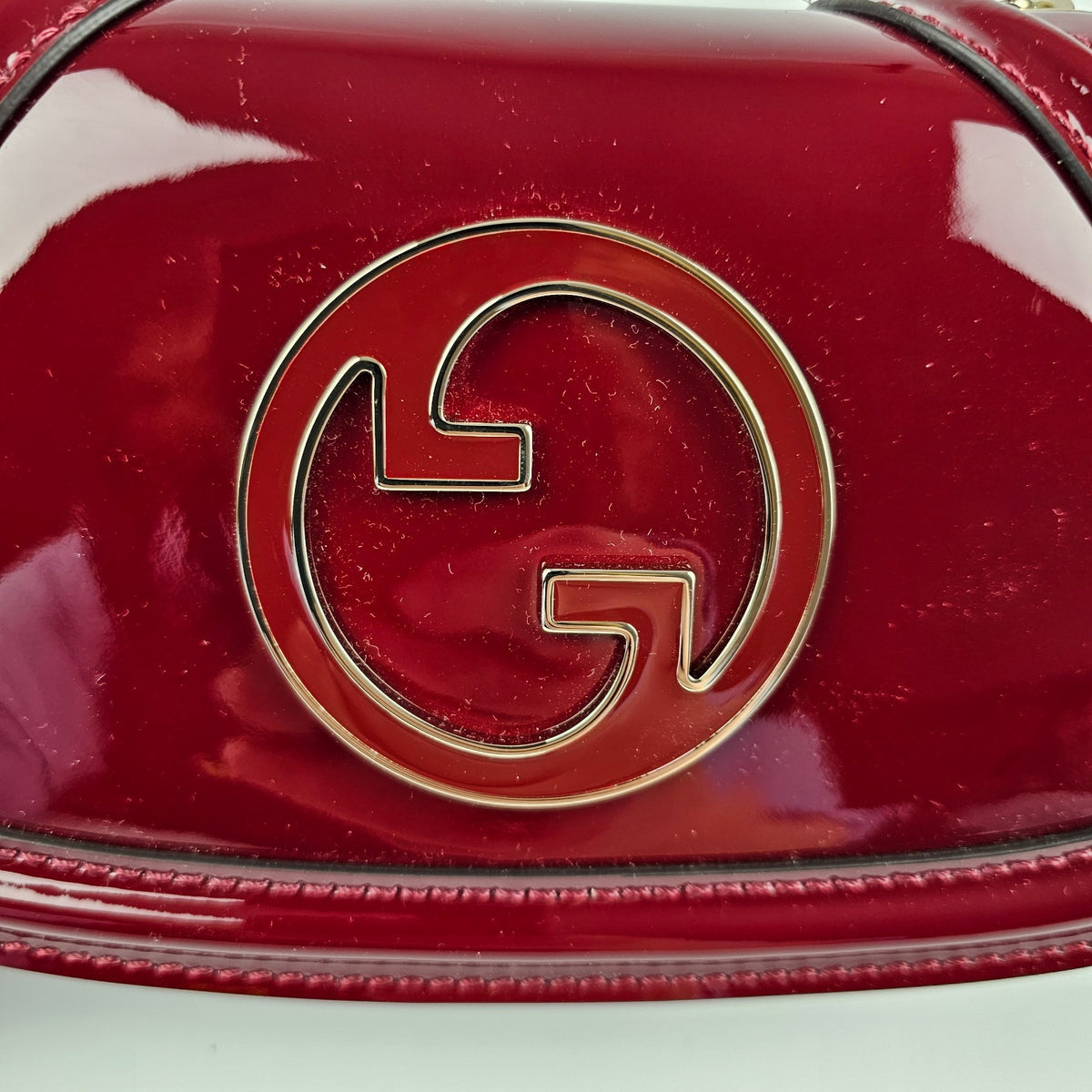 GUCCI Blondie Small $3450 Rosso Ancora Red Patent Leather Shoulder Bag New