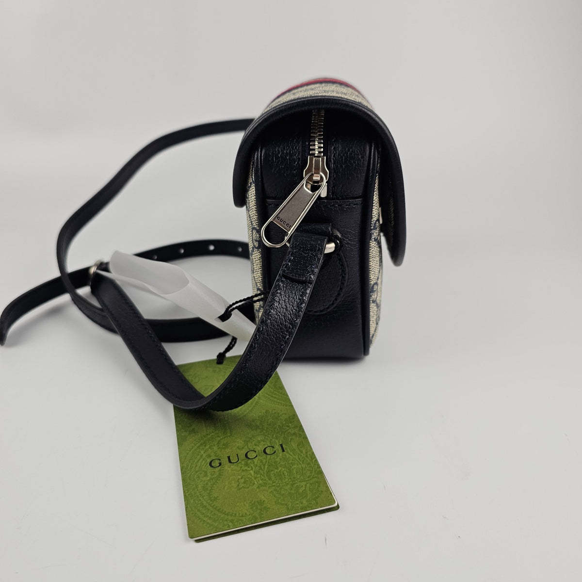GUCCI Ophidia Mini $1850 Beige And Blue GG Canvas Shoulder Bag New & Authentic