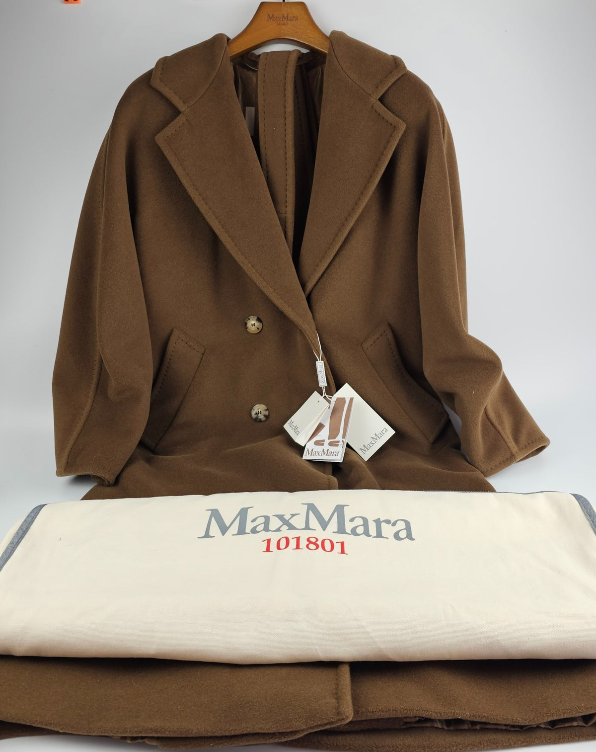 MAX MARA Madame 101801 Belted Brown Wool Long Coat New & Authentic