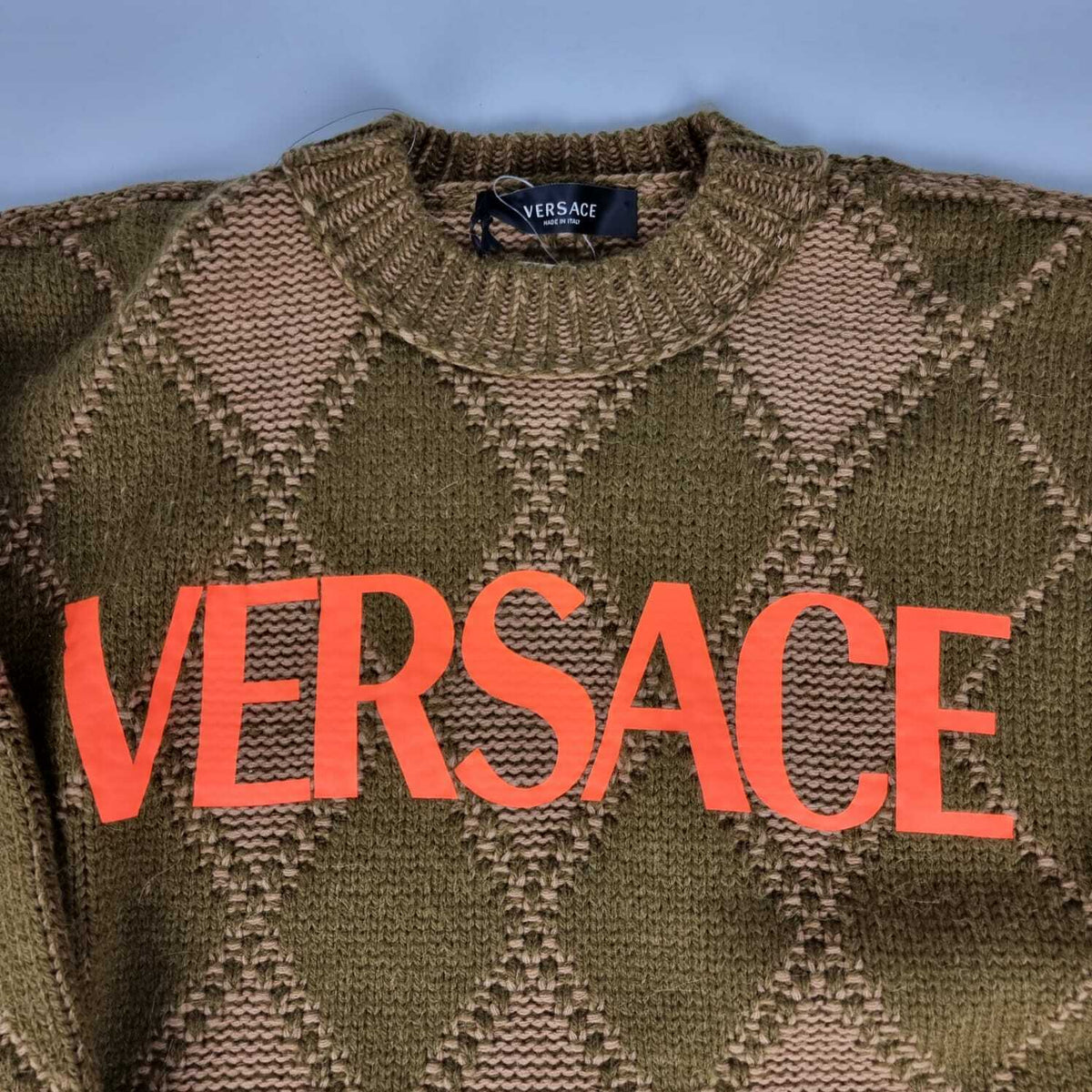 VERSACE Khaki/Brown Sweater New Size S