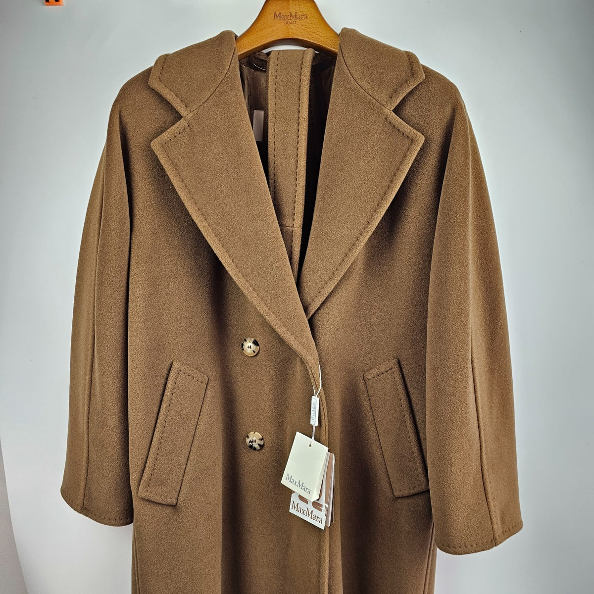 MAX MARA Madame 101801 Belted Brown Wool Long Coat New & Authentic