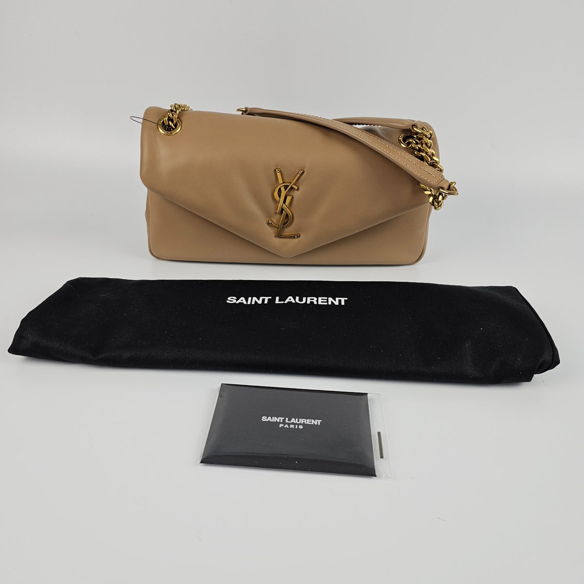 SAINT LAURENT Calypso Small Dark Toffee Plunged Leather Shoulder Bag