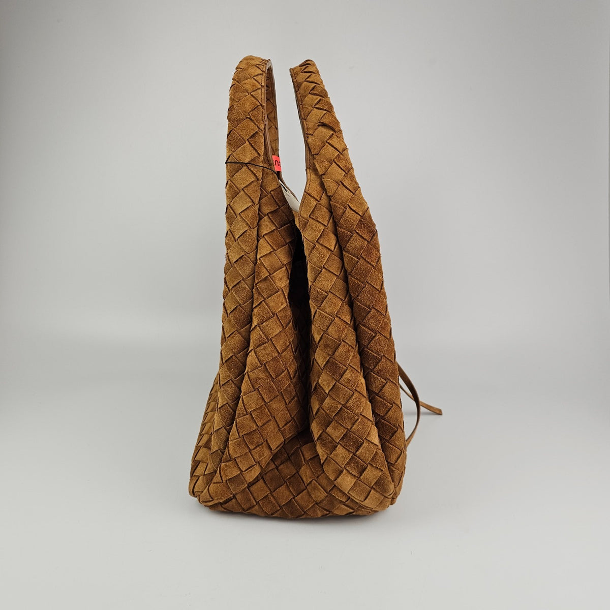 BOTTEGA VENETA Campana Large $6200 Amber Suede Top Handle Bag New & Authentic