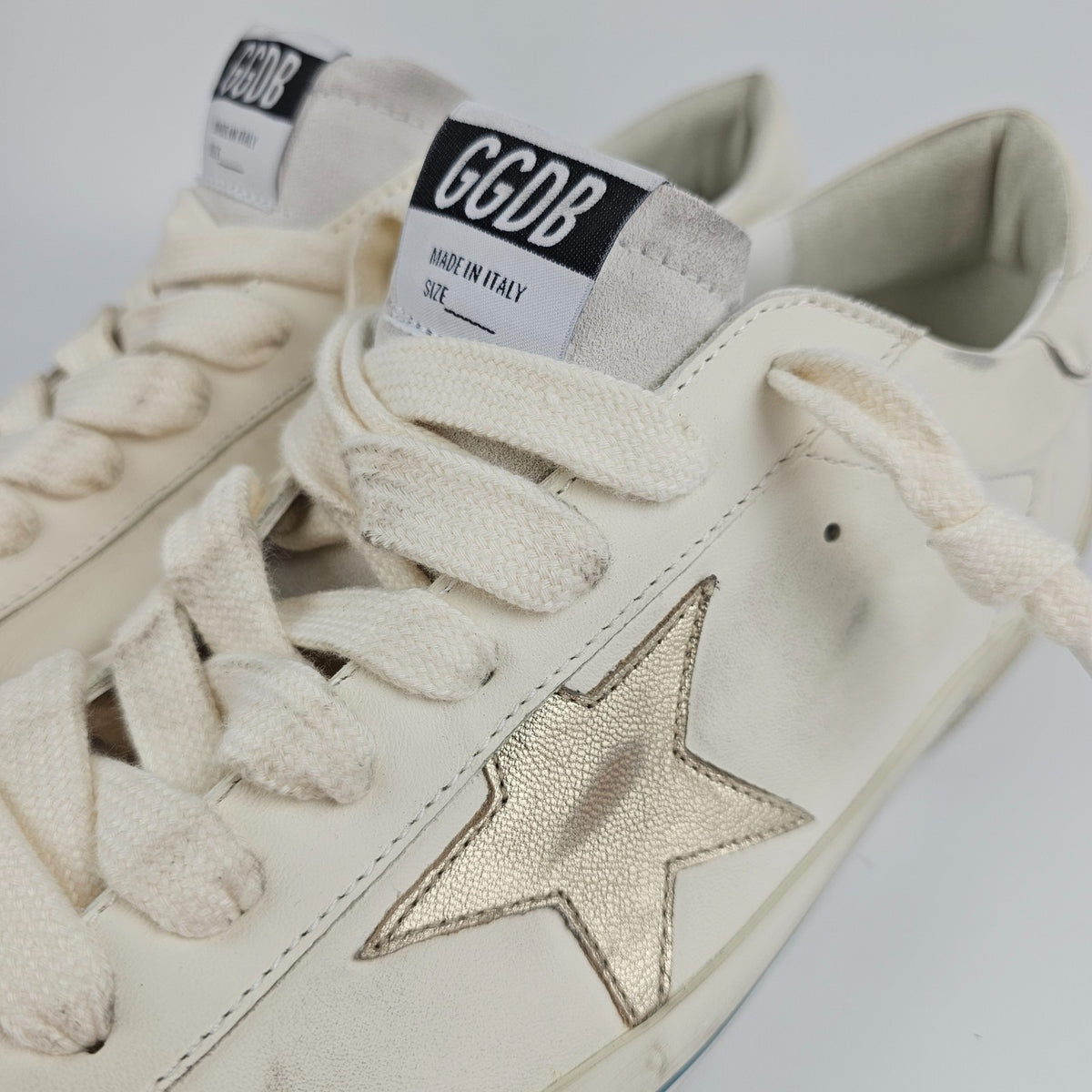 GOLDEN GOOSE Super Star Men's White/Gold Sneakers New