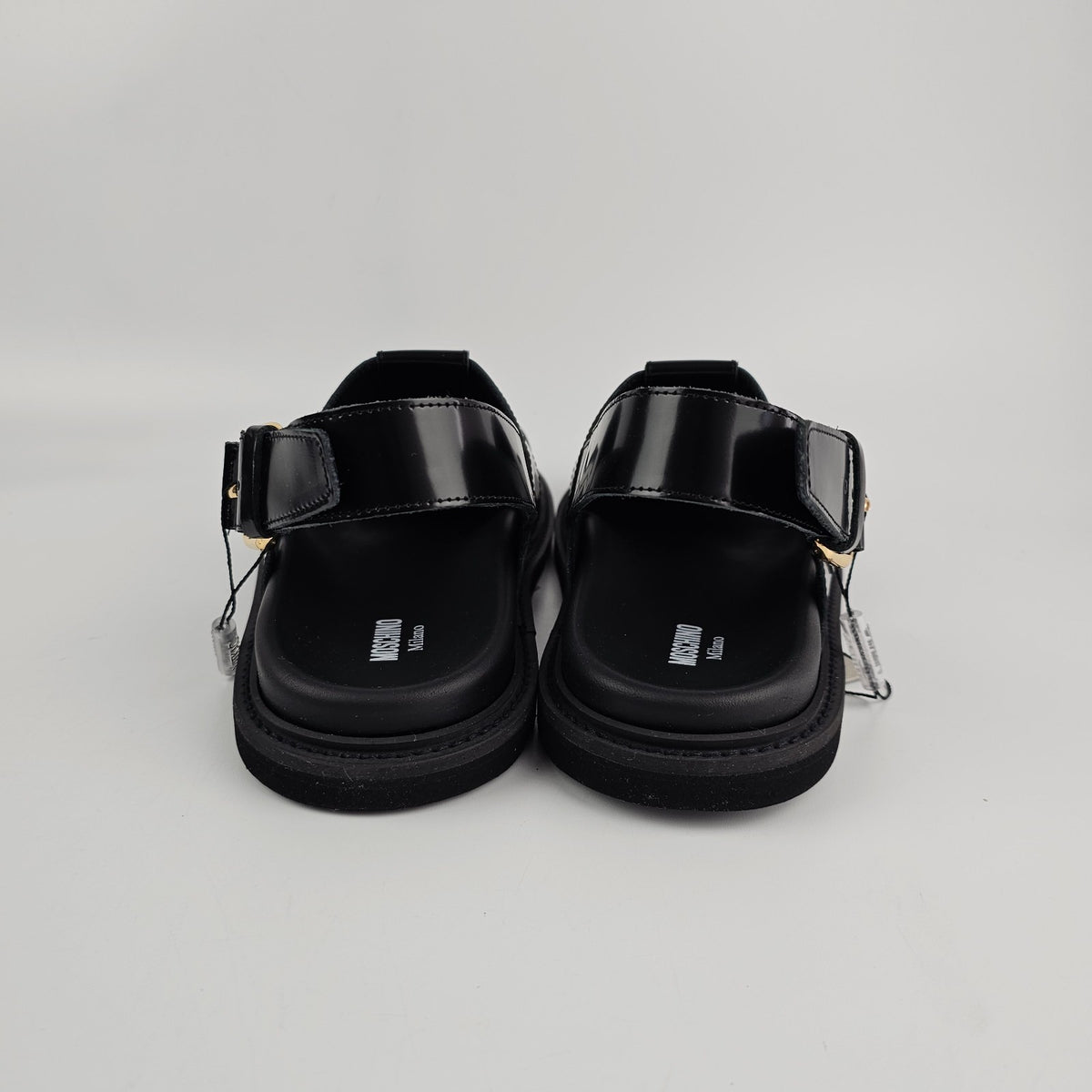 MOSCHINO Black Leather Sandals New & Authentic