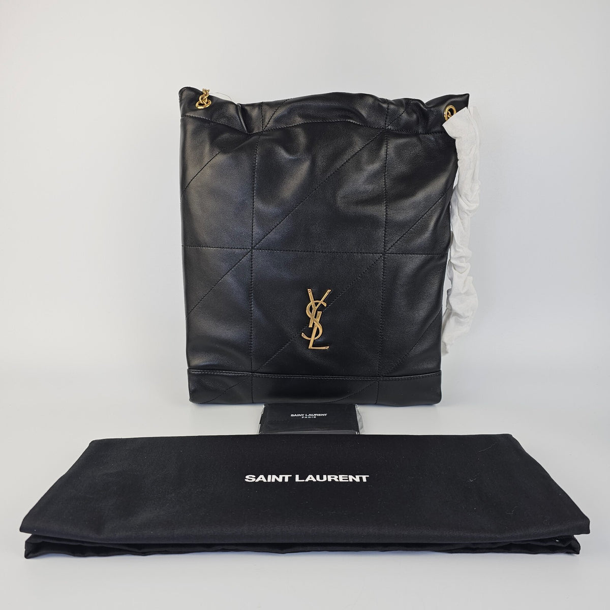 SAINT LAURENT Jamie 4.3 Pochon Black Leather Shoulder Bag New/Authentic