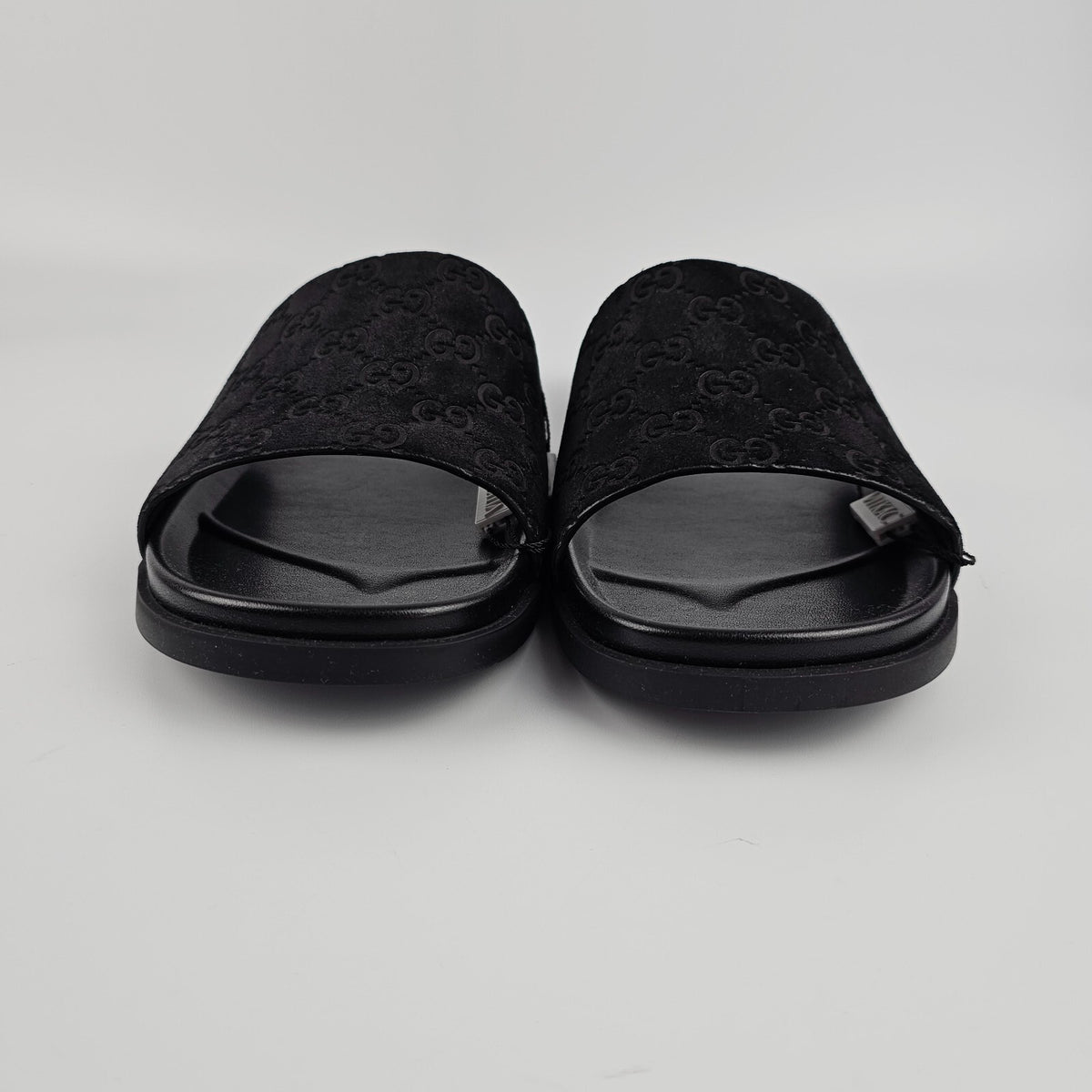GUCCI $790 Men's Black GG Suede Slide Sandals New & Authentic