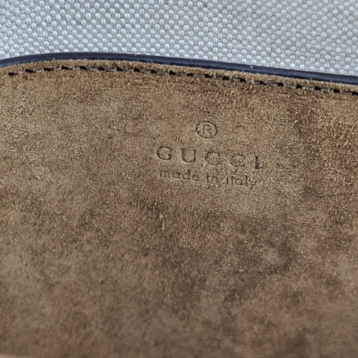 GUCCI $4600 Brown GG Suede Large With Chain Shoulder Bag New & Authentic