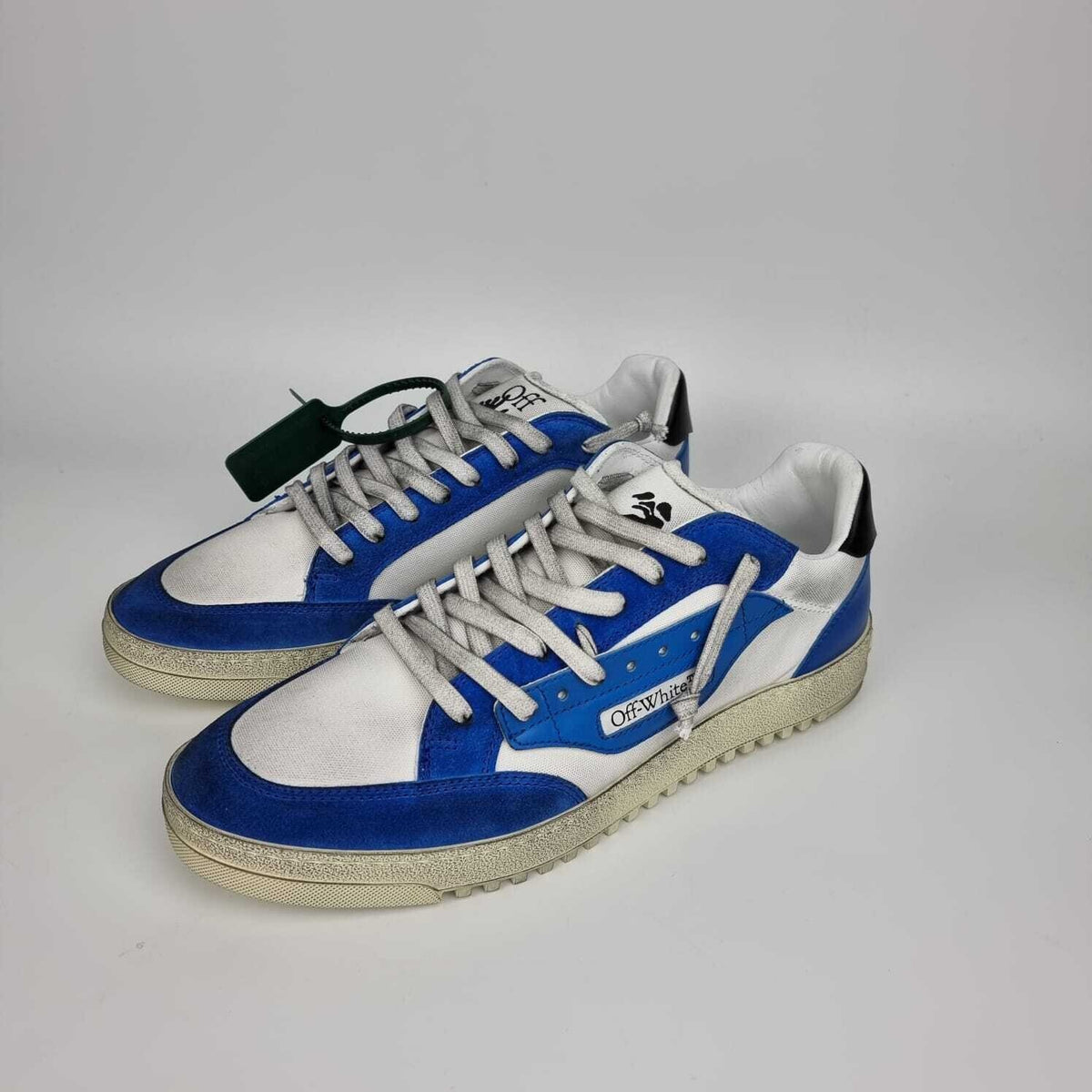 OFF-WHITE 5.0 Men's White And Blue Low Top Sneakers New Size 41 US 8