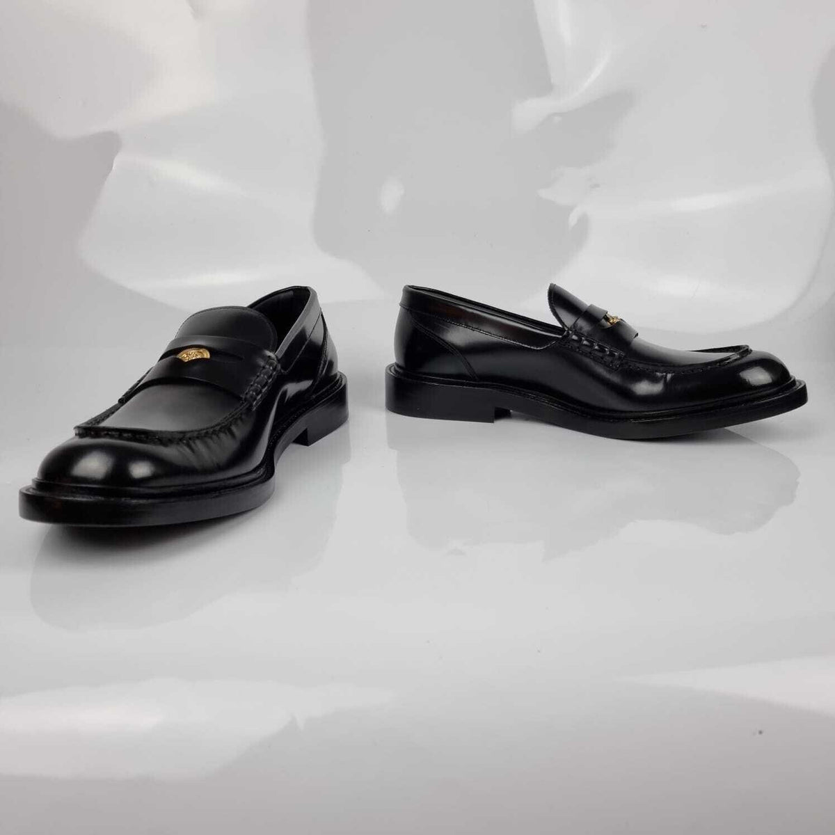 VERSACE La Medusa Black Leather Loafers New Size 46 US 13