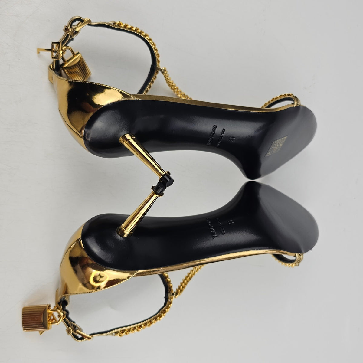 TOM FORD Padlock 55mm Gold Leather Sandals New Size 41 US 11