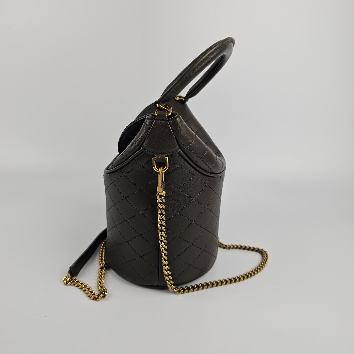 SAINT LAURENT Gaby $2450 Light Musk Leather Bucket Bag New & Authentic