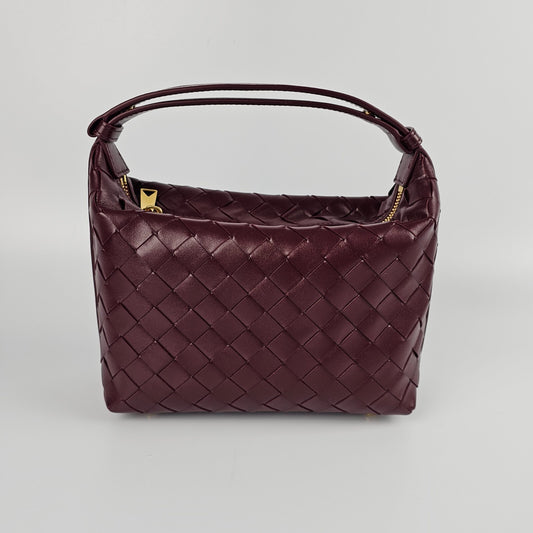 Bottega Veneta Wallace Mini $2850 Barolo Leather Shoulder Bag New/Authentic