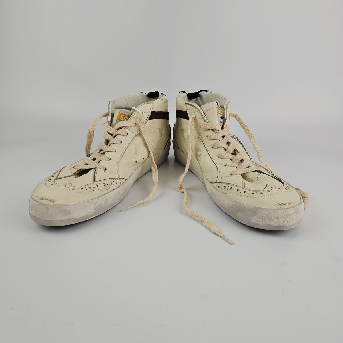 GOLDEN GOOSE Mid Star Women's White/Silver Sneakers New & Authentic
