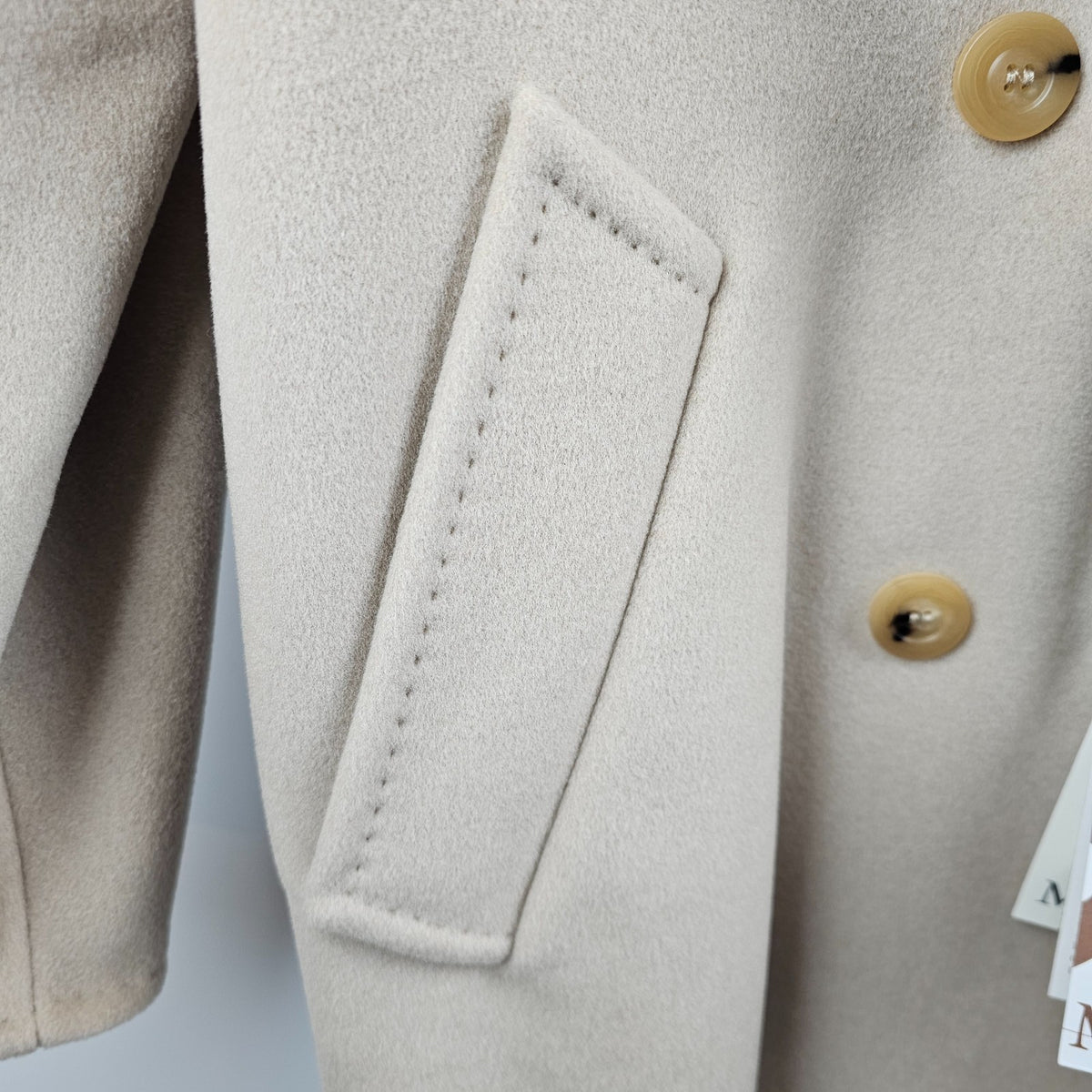 MAX MARA Madame 101801 Belted Beige Wool Long Coat New & Authentic