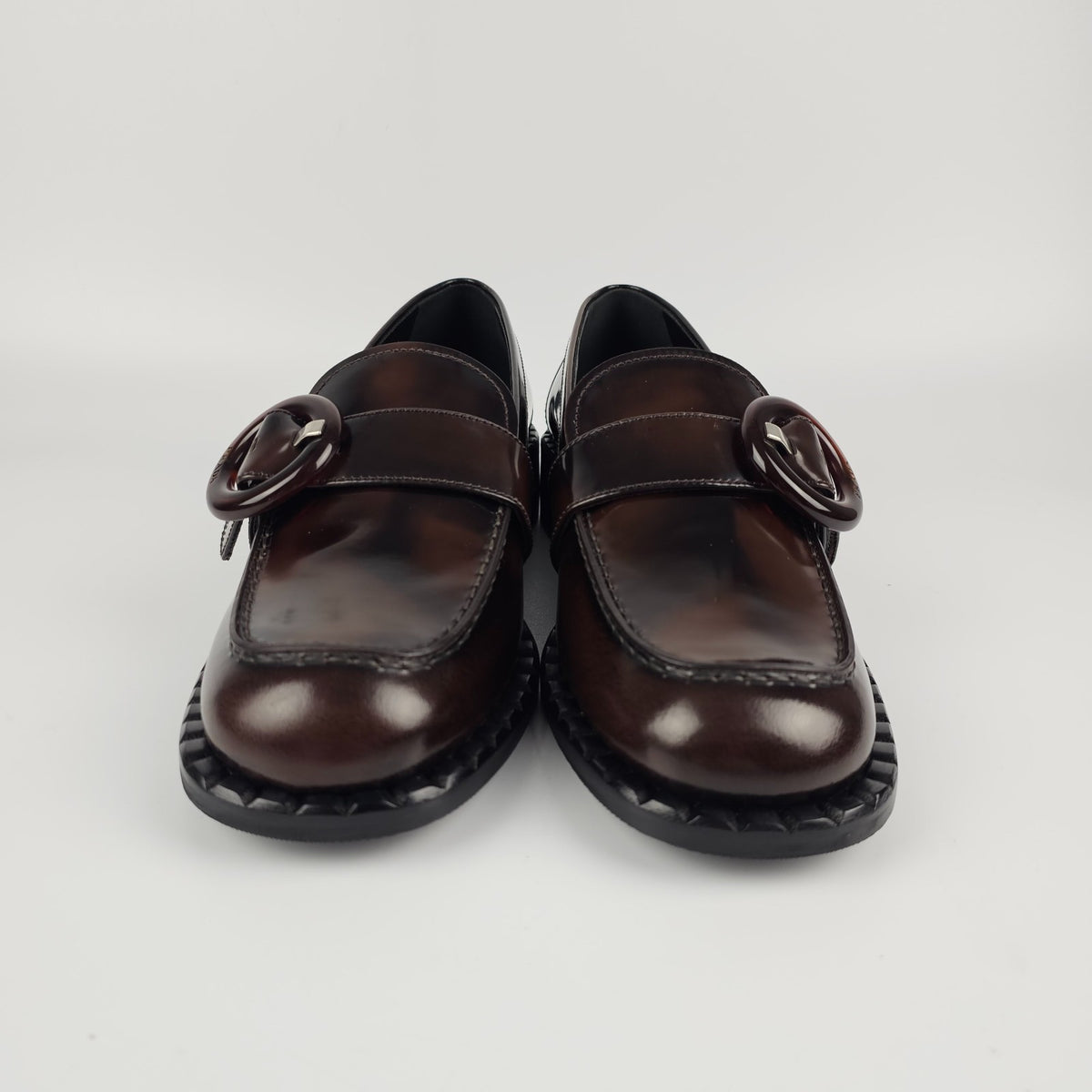 PRADA Brown Leather Loafers New And Authentic