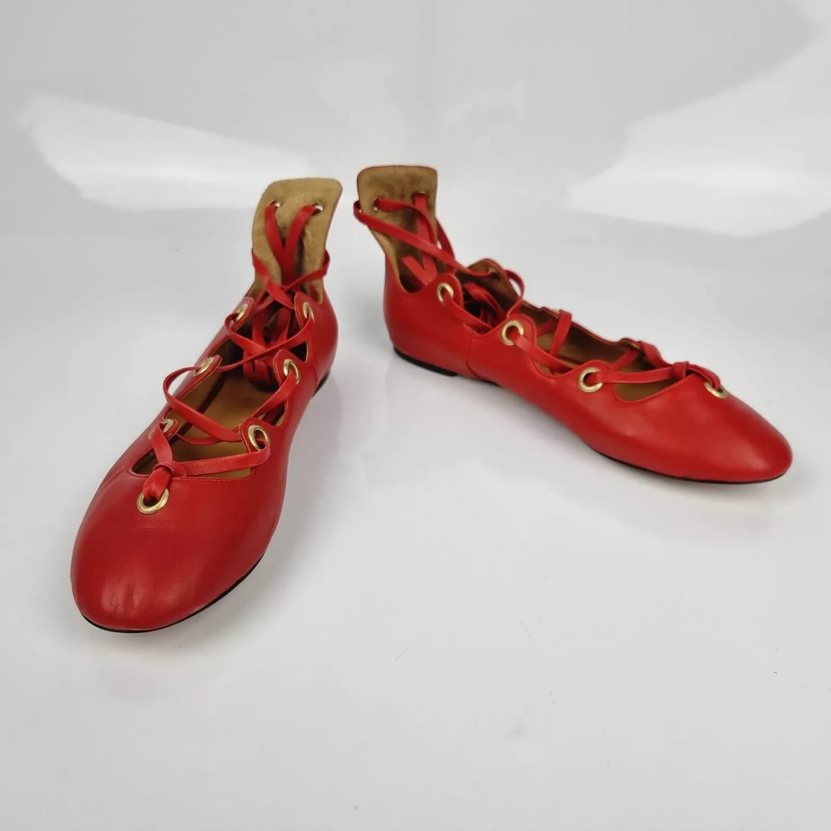 ISABEL MARANT Red Leather Flats New Size 36 US 6