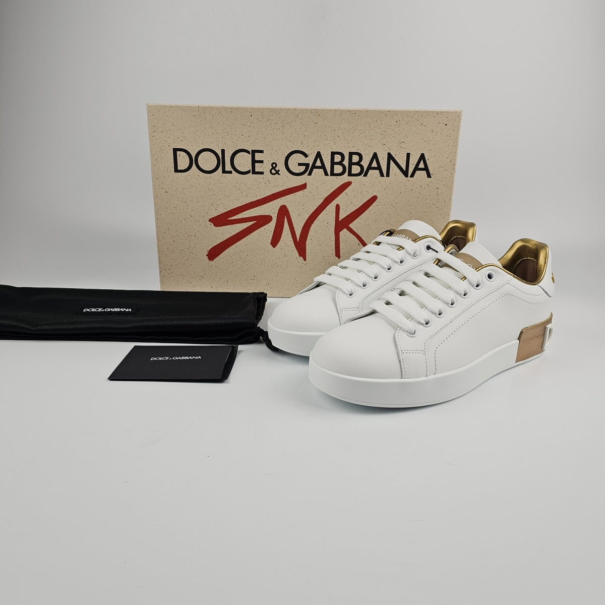 DOLCE&GABBANA Portofino White Leather Sneakers New & Authentic
