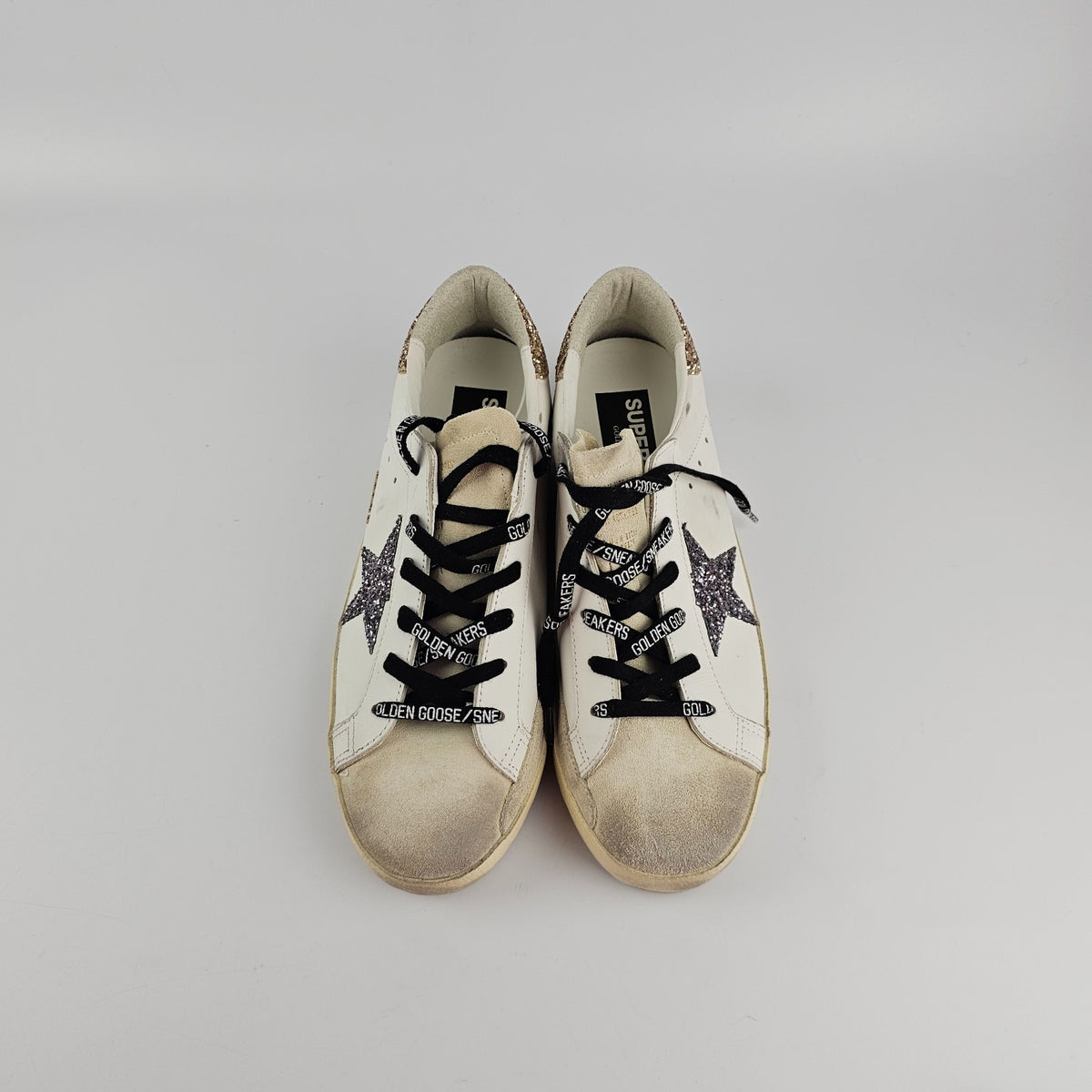 GOLDEN GOOSE Super Star Women's White/Gold Sneakers New & Authentic