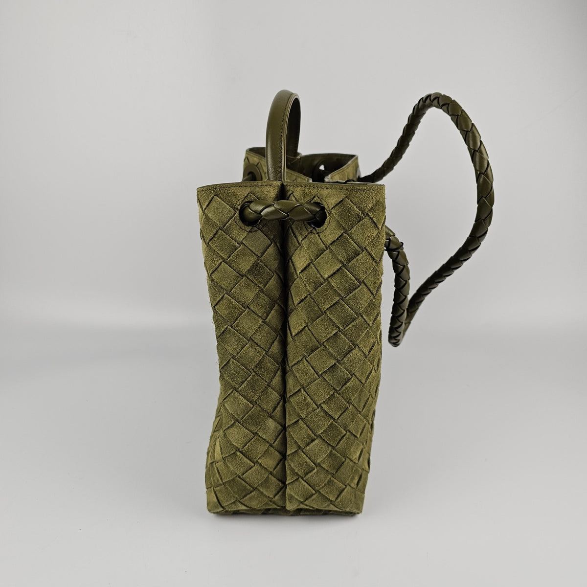 BOTTEGA VENETA Andiamo Medium $5700 Mud Suede Top Handle Bag New