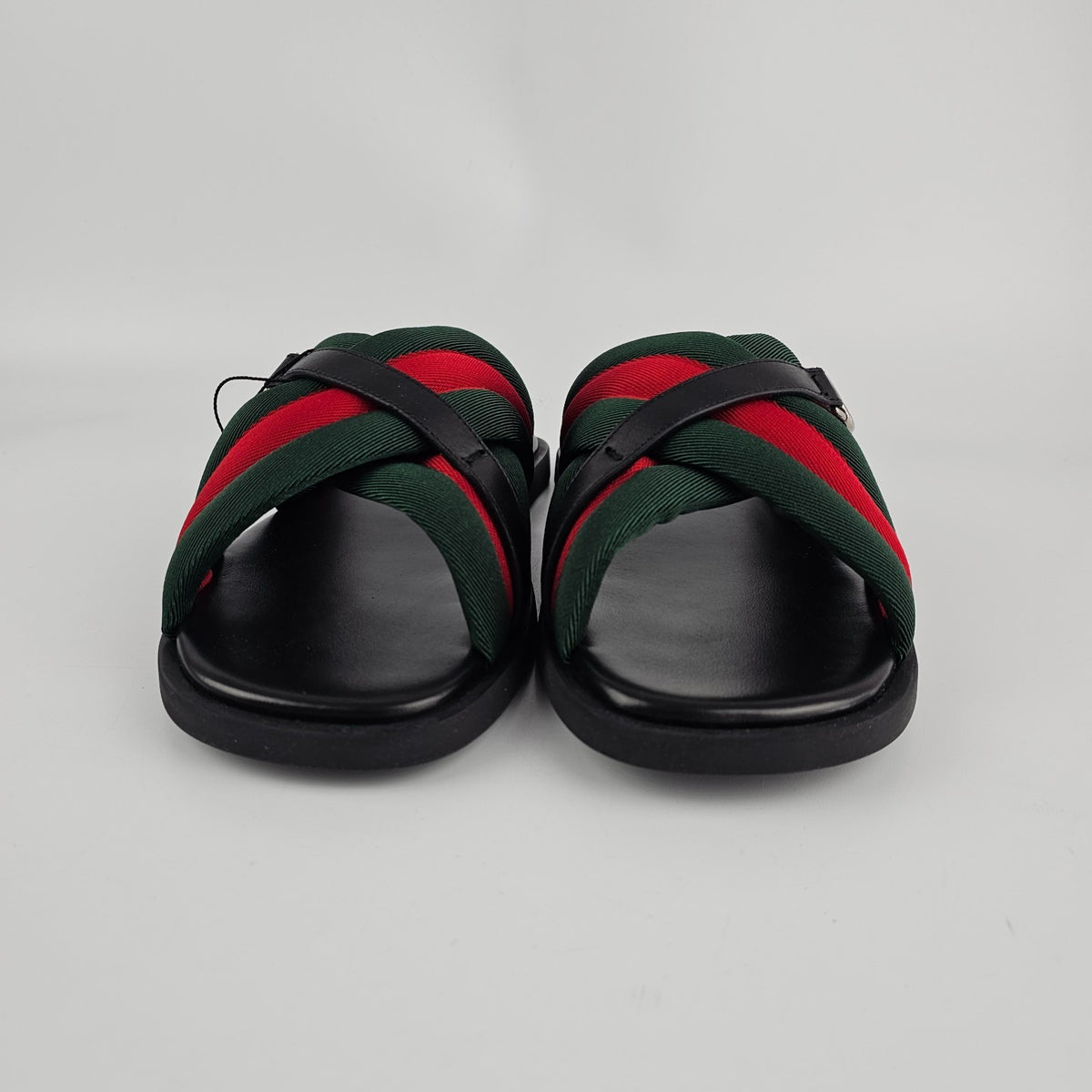GUCCI Men's Interlocking G Green/Red Slide Sandals New & Authentic