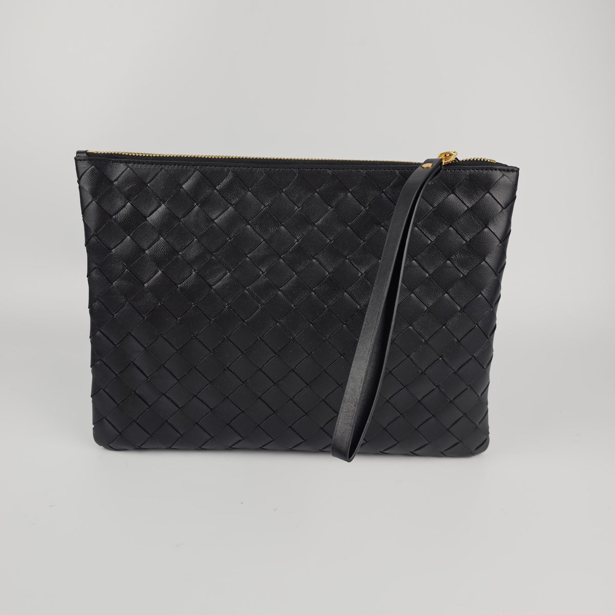 BOTTEGA VENETA Black Small Intrecciato Leather Pouch New & Authentic