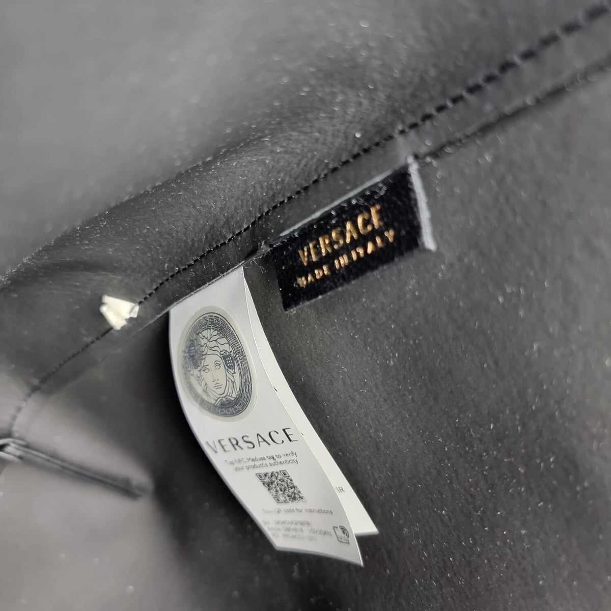 VERSACE Black Leather Tote Bag New