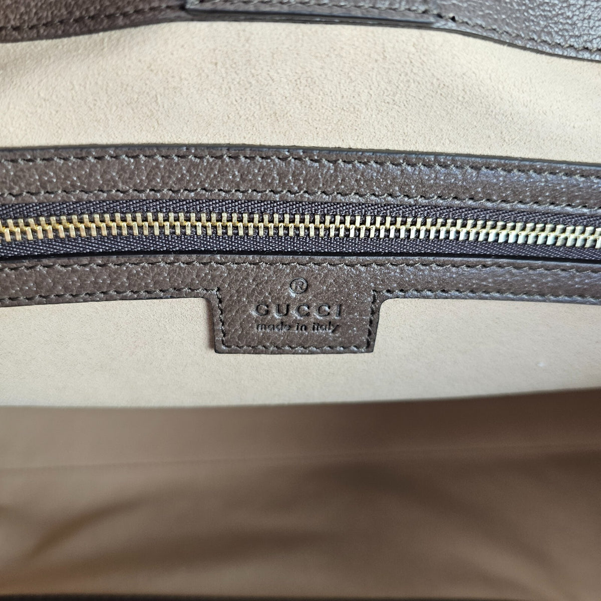 GUCCI Ophidia Large Beige/Dark Brown  GG Canvas Tote Bag New & Authentic