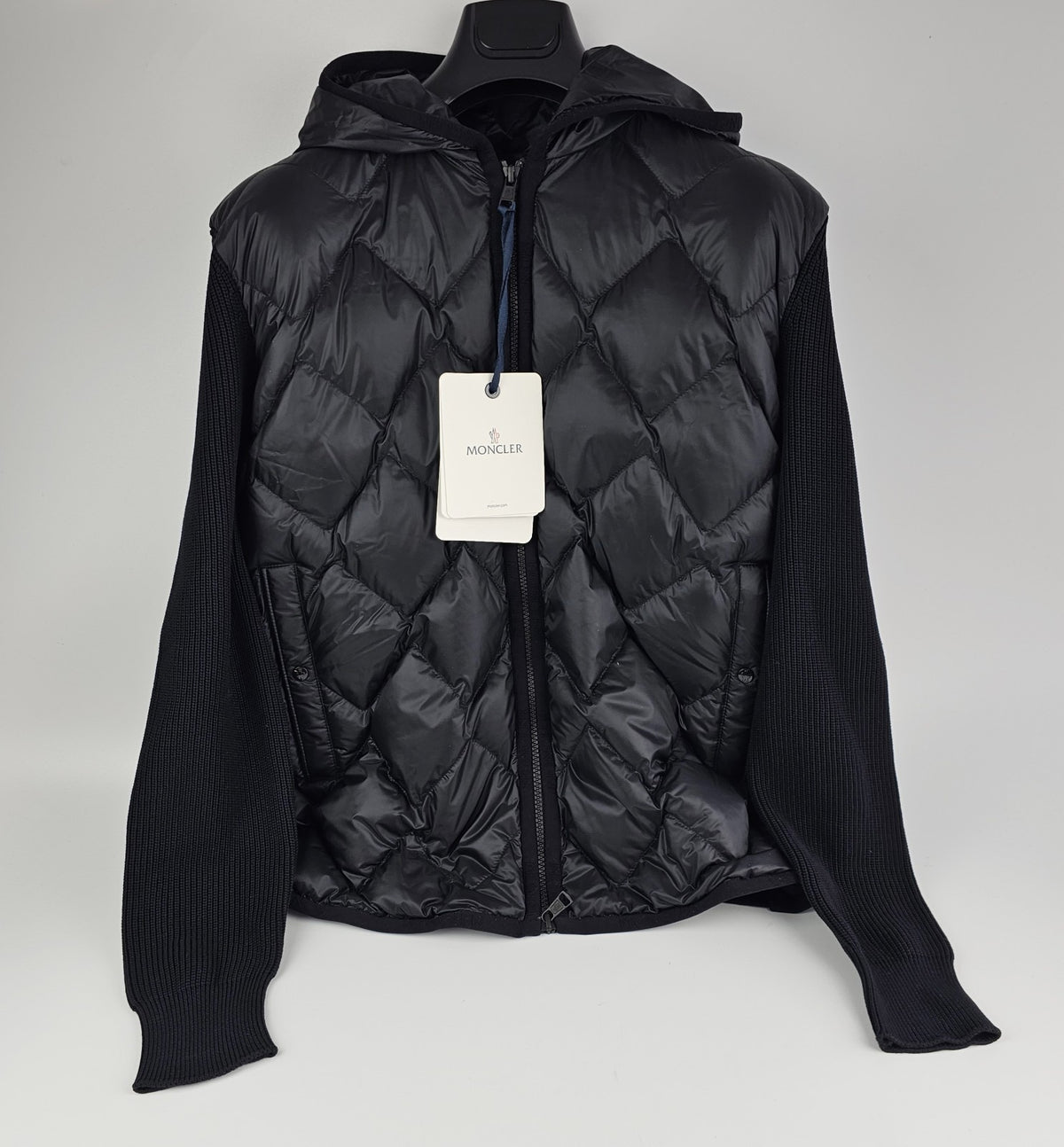 MONCLER Men's Black Quilted Down Cardigan New