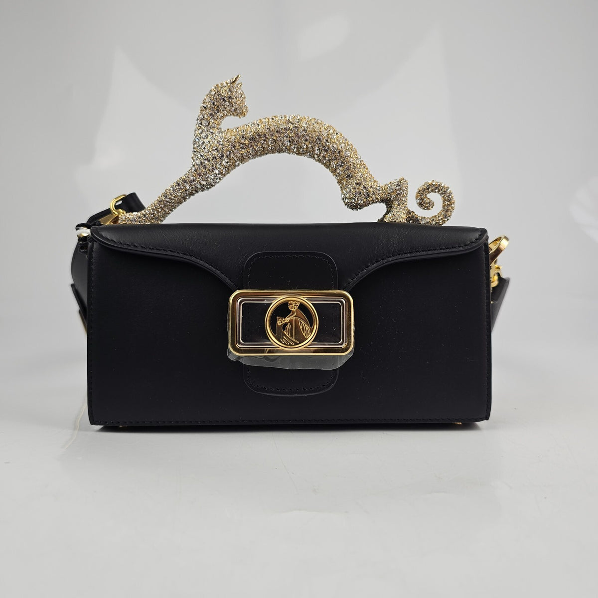 LANVIN Strass Cat Pencil Box Nano Top Handle Bag New