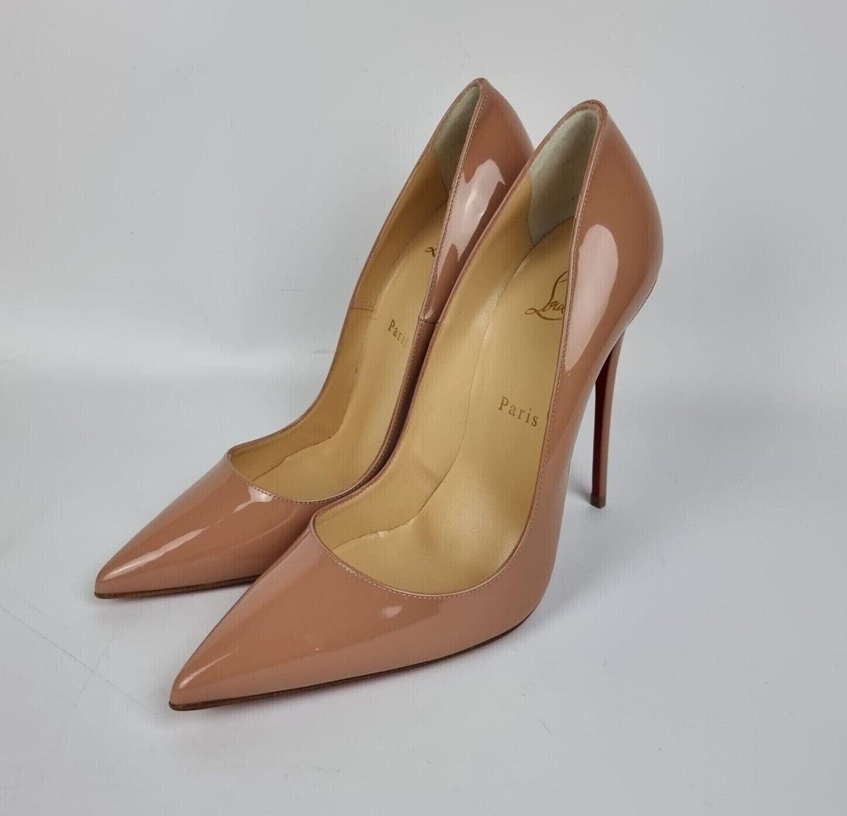 CHRISTIAN LOUBOUTIN So Kate 120MM Beige Patent Leather Pumps New Size 39 US 9