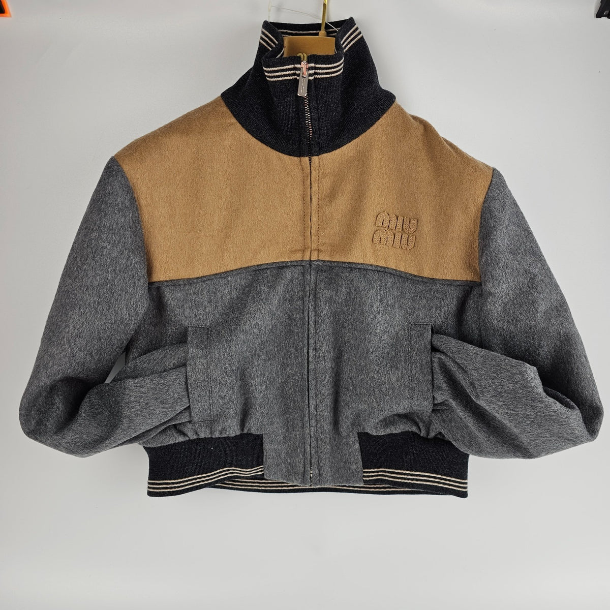 MIU MIU Gray Wool Bomber Jacket New & Authentic