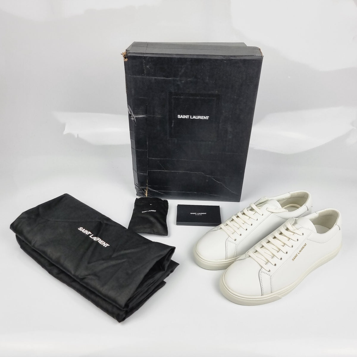 SAINT LAURENT White Andy Low Top Sneakers New