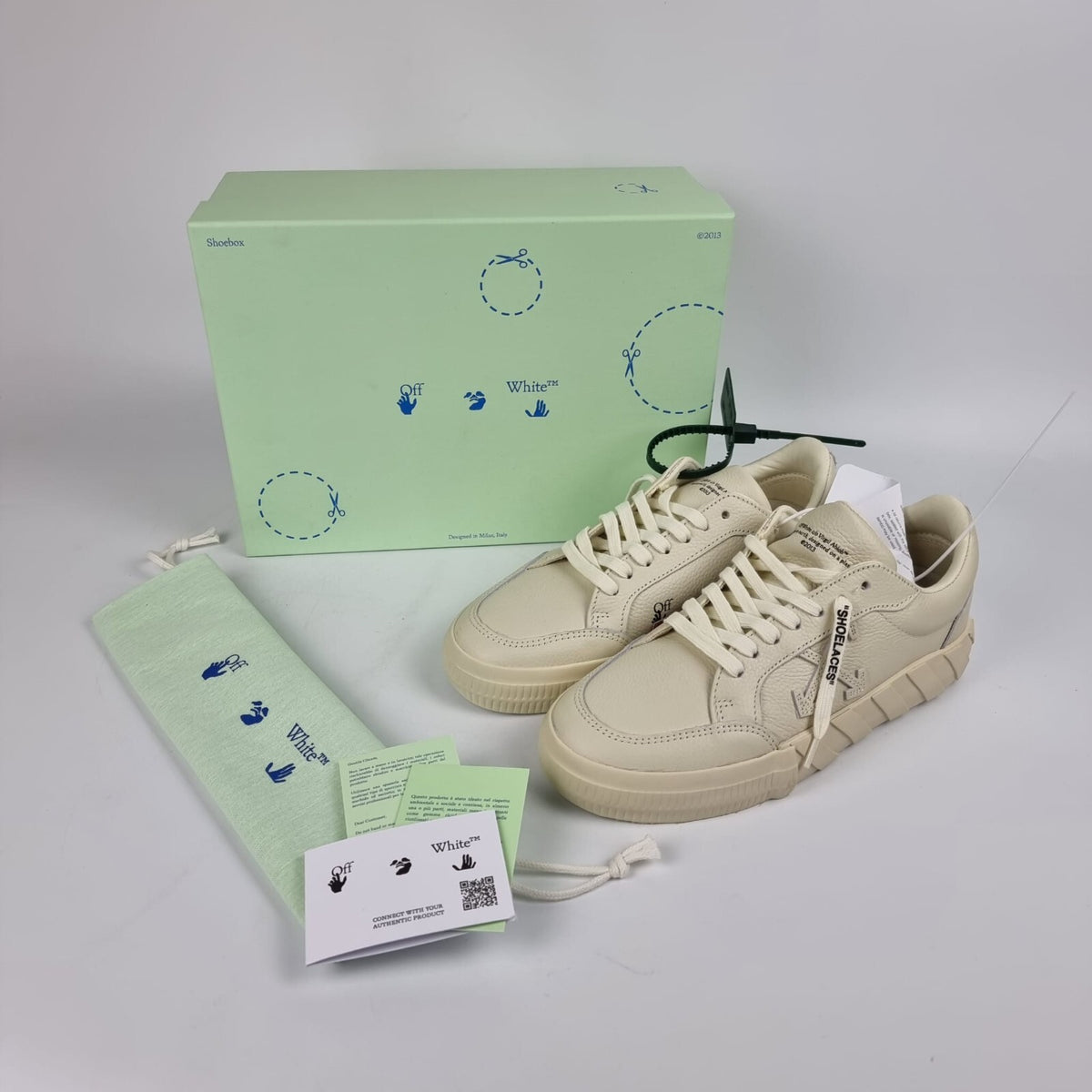 OFF-WHITE Women's Vulcanized Camel Leather Sneakers New Size 38 US 8