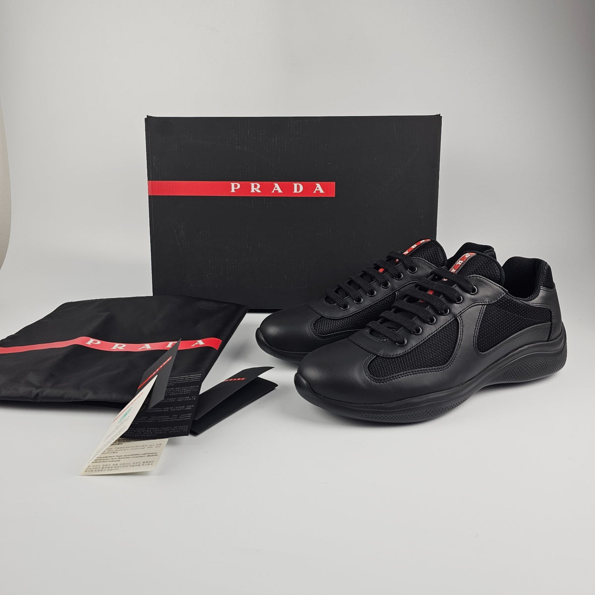 PRADA America's Cup Black Sneakers New & Authentic
