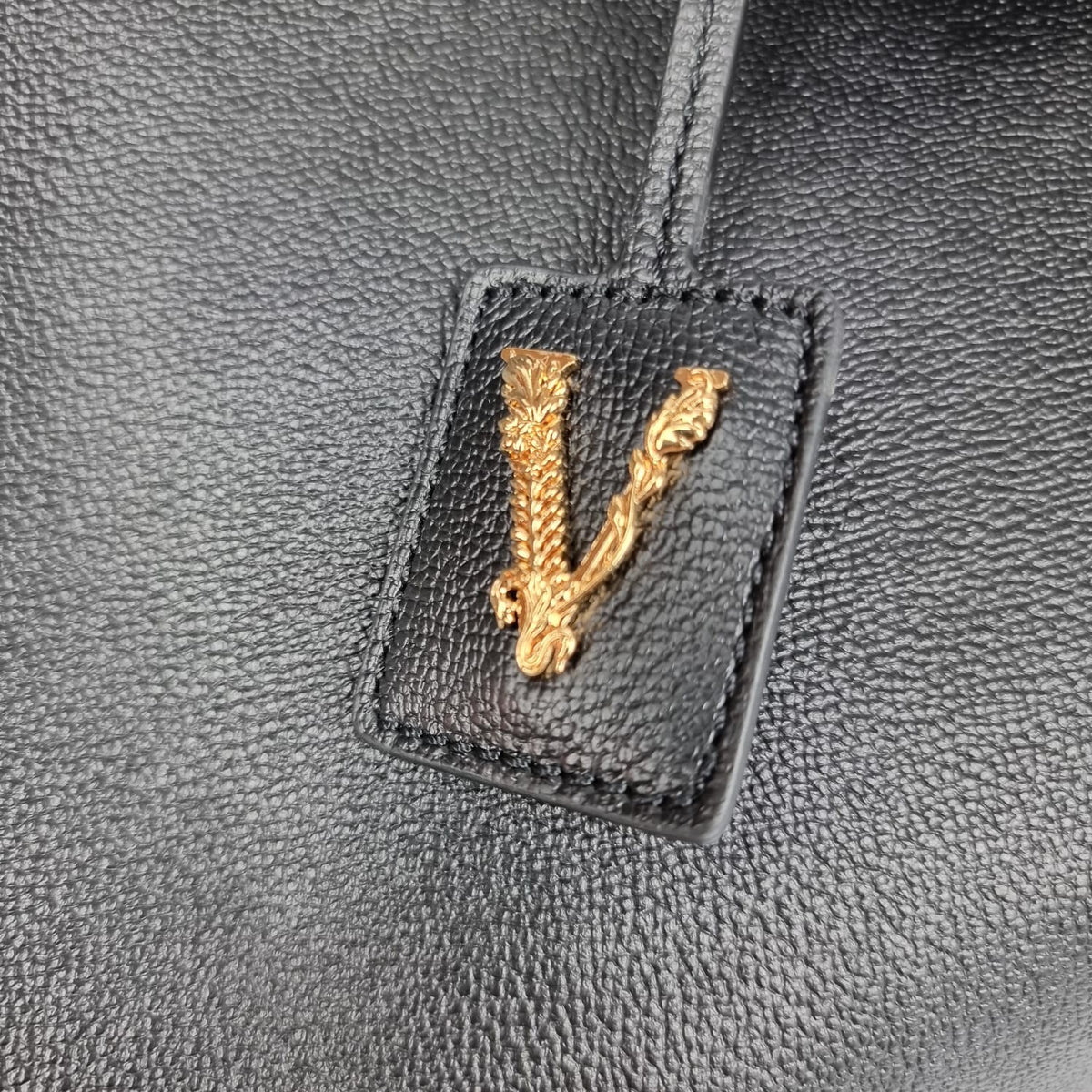VERSACE Black Leather Tote Bag New