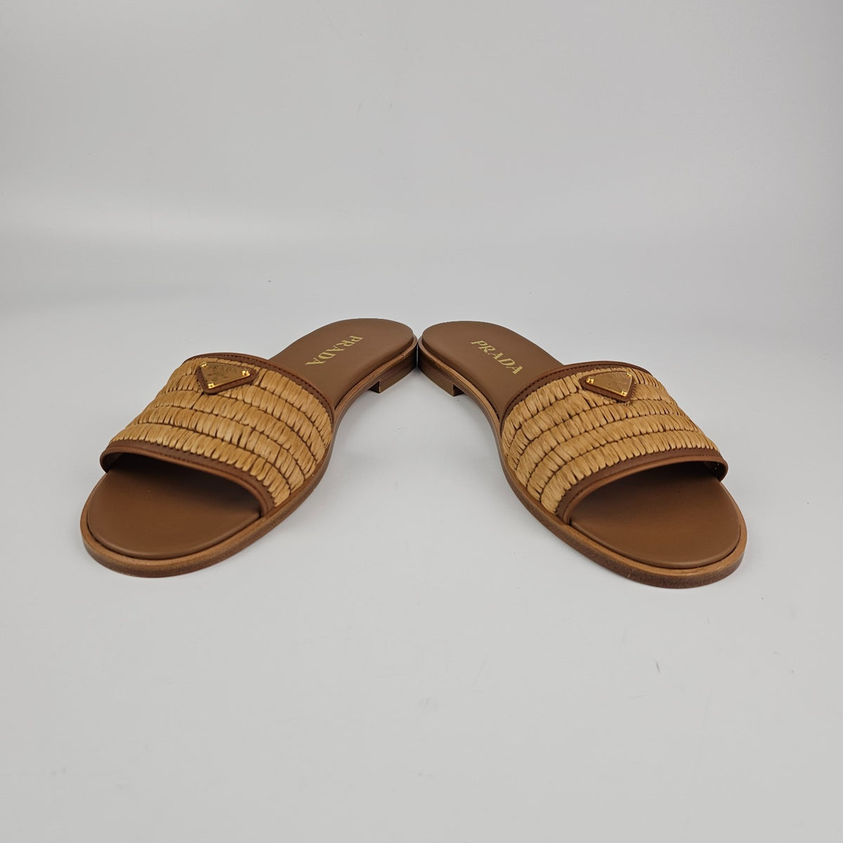 PRADA $1150 Caramel Crochet Slides New & Authentic