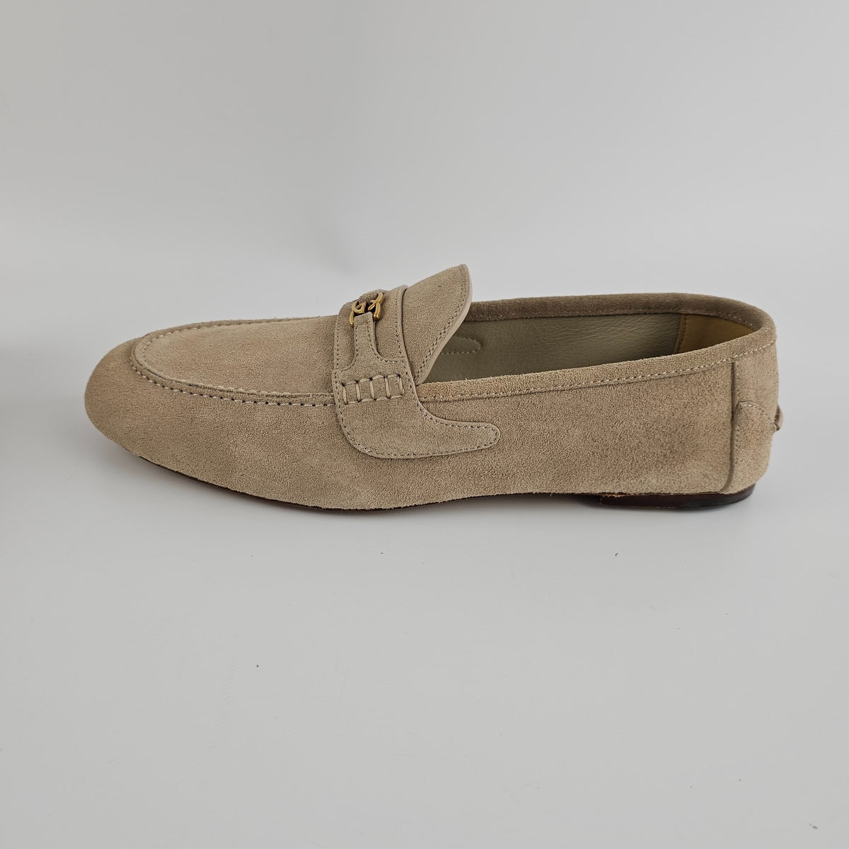 GUCCI San Andres Men's Oatmeal Suede Loafers New & Authentic