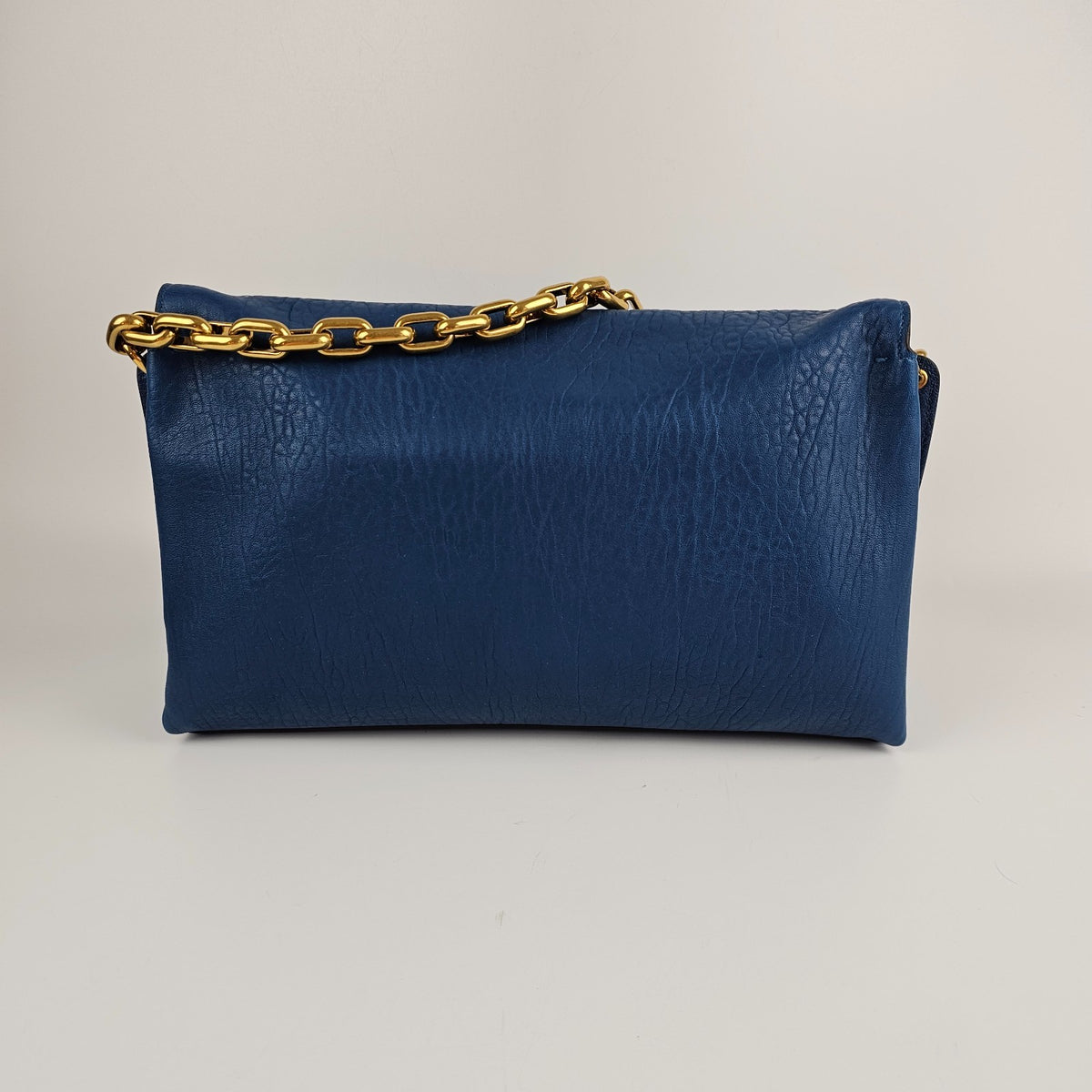 GUCCI $4600 Cobalt Blue GG Leather Large With Chain Shoulder Bag New & Authentic