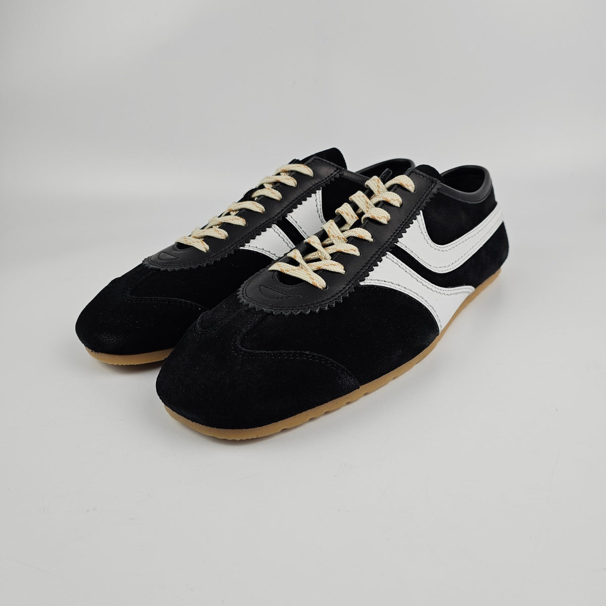 DRIES VAN NOTEN Men's Black/White Suede Sneakers New & Authentic